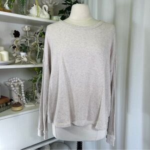 Faherty Waffle Knit Crew Cream Long Sleeve Top XL